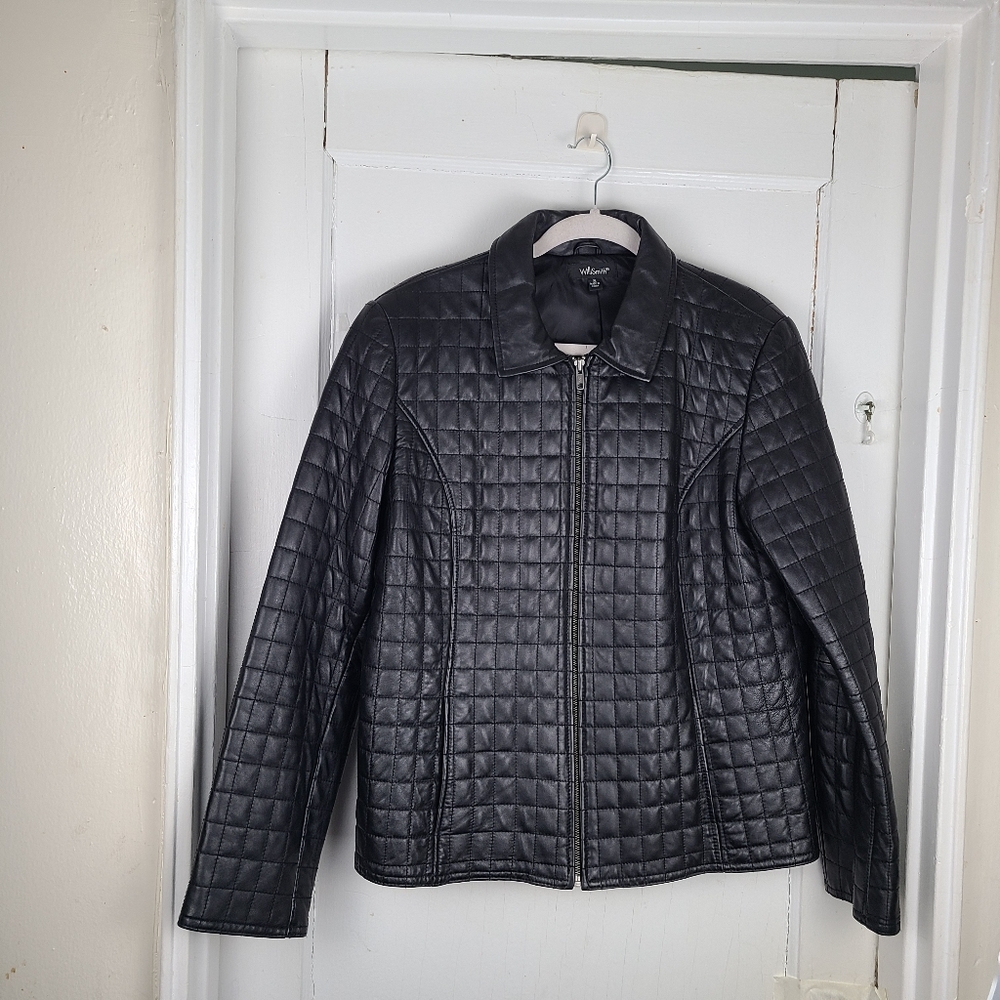 Vintage Willi Smith Women's Quilted Lamb Lamb Leather Jacket,Black Size XL .